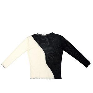 Nin Studio sheer two color top black ivory new
